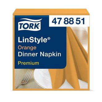 Салфетки Tork LinStyle Premium 39х39, оранжевые 50шт/уп 478851