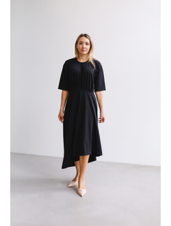 Платье-футболка с асимметричным подолом  (черный)