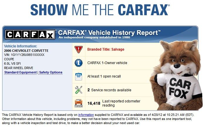 Отчет Carfax. 