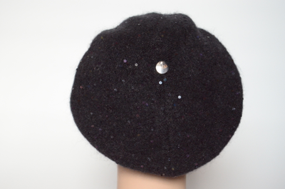Одинарный черный берет для женщин Италия Визио 6943