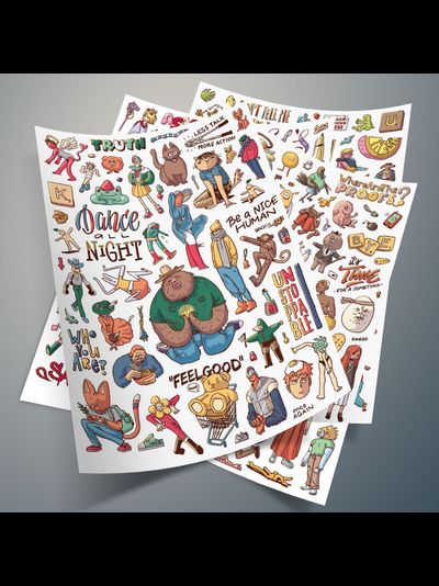 Набор стикеров наклеек необычные ЧЕЛОВЕЧКИ, 4 шт.