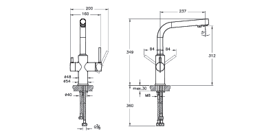 Смеситель Vitra Split для кухни, с изливом для фильтрованной воды, A42144EXP