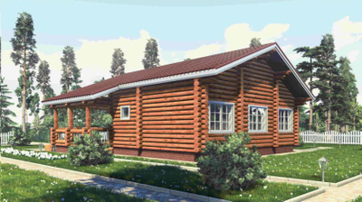 Одноэтажный дом из бревна ДБ-08, площадь 110 м2