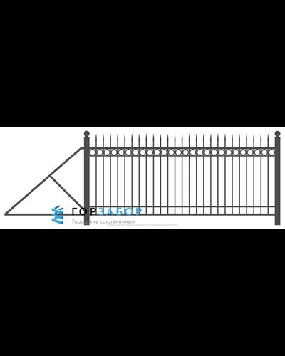 Откатные сварные ворота с элементами ковки KSOV15-23