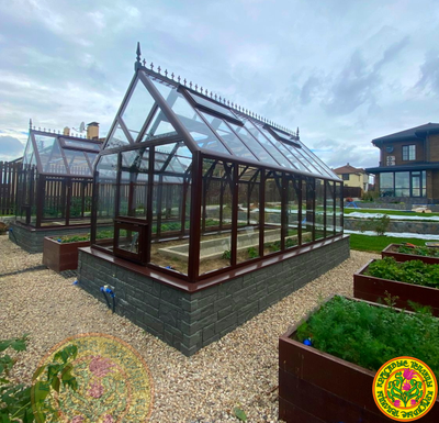 Базовая комплектация теплицы из стекла  и алюминия БРИТТОН размером 5000 x 2500 мм