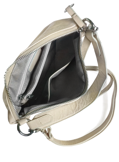 (АРТИКУЛ: 9950/1) СУМКА ЖЕНСКАЯ МАЛЕНЬКАЯ, НАТУРАЛЬНАЯ ГЛЯНЦЕВАЯ КОЖА, БЕЖЕВАЯ, С ПЛЕЧЕВЫМ РЕМНЕМ