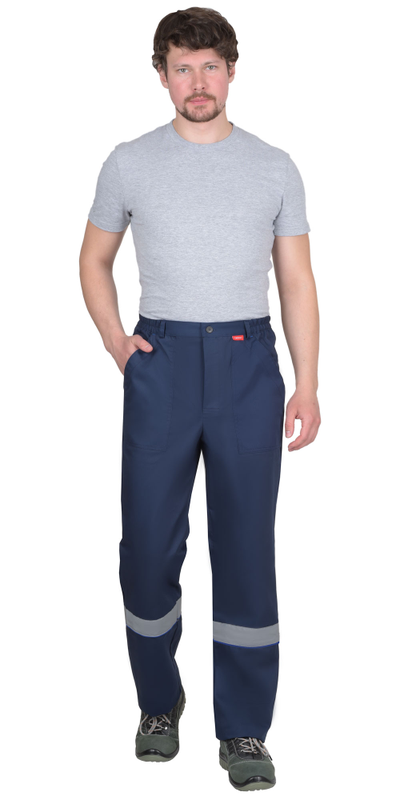 Костюм МАСТЕР летний: куртка, брюки, темно-синий с васильковой отделкой