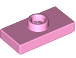 Plate, Modified 1 x 2 with 1 Stud with Groove and Bottom Stud Holder Jumper, Bright Pink (15573 / 6264994)