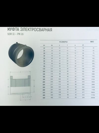 Муфта электросварная d315 sdr11 ПЭ100 Eurostandard