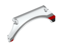 Technic, Panel Car Mudguard Arched 13 x 2 x 5 Straight Top with Black, Red and Gray Stripes Pattern Model Front Right Side, White (42545pb001R / 6252904)