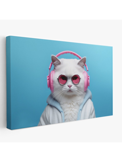 Печатная картина на деревянном подрамнике, Серия Стильные кошки Арт. 1-209