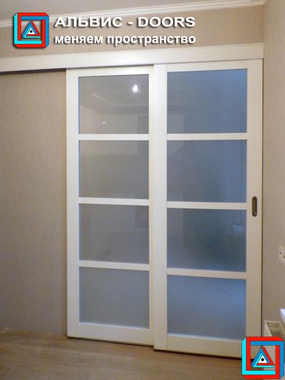 Раздвижная МДФ перегородка - каскад из 2-х створок