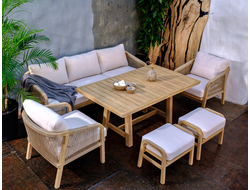 Диванная группа из акации RIMINI с обеденным столом 150см L