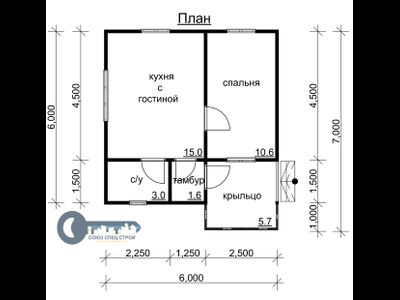 Д-01 ДАЧНЫЙ ДОМ ИЗ БРУСА: ГАБАРИТНЫЕ РАЗМЕРЫ: (6Х6М), ОБЩАЯ ПЛОЩАДЬ: 38,5М²