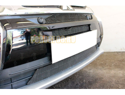 Защита радиатора Mitsubishi Outlander III 2015-2018 (3 части) black с парктроником PREMIUM