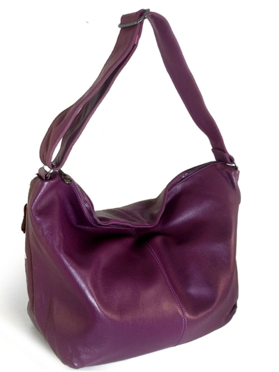 (АРТИКУЛ: 10135/8) СУМКА МЕШОК ЖЕНСКАЯ, БОЛЬШАЯ, НАТУРАЛЬНАЯ КОЖА, ФИОЛЕТОВАЯ, ШИРОКИЙ РЕМЕНЬ ЧЕРЕЗ ПЛЕЧО