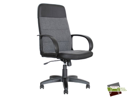 Кресло Кр58 ТГ ПЛАСТ С1(ткань серая)/ЭКО1 (экокожа черная)