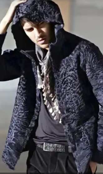 Шуба куртка  мужская зимняя , натуральный мех Афганский каракуль арт. Ми-022