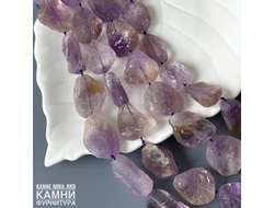 Аметрин фри-форм скруглённые крупные камни 30-36 мм, цена за нить 19 см