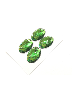 Стразы акриловые пришивные овал 18*25 мм, цвет зеленый 09