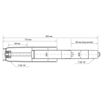 Газлифт BRABIX A-80 суперкороткий, ХРОМ, длина в открытом виде 305 мм, d50 мм, класс 2
