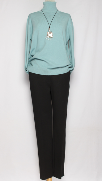 Брюки "Зауженные с разрезом" трикотажные чёрные р.50-58