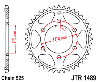 Звезда ведомая (43 зуб.) RK B5082-43 (Аналог: JTR1489.43) для мотоциклов Kawasaki