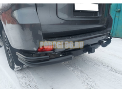 Защита заднего бампера угловая двойная с покрытием "раптор" Папа Тюнинг d76/42 для Toyota Land Cruiser Prado 150 2017-