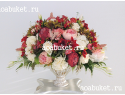 Композиция из искусственных цветов Кармен в красном № С002