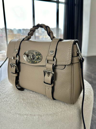 Женская маленькая сумка сэтчел из натуральной кожи, цвет бежевый, Vera Pelle  Арт.024485