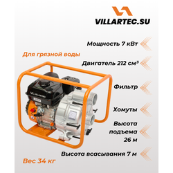 Мотопомпа для грязной воды VILLARTEC PTB88