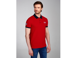 Футболка поло мужская, с Российской символикой, 65PM-1399, красная