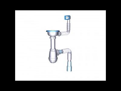 Сифон для кухни 3 1/2" х 40 с переливом с гиб.тр. 40х40/50 белый [48089]