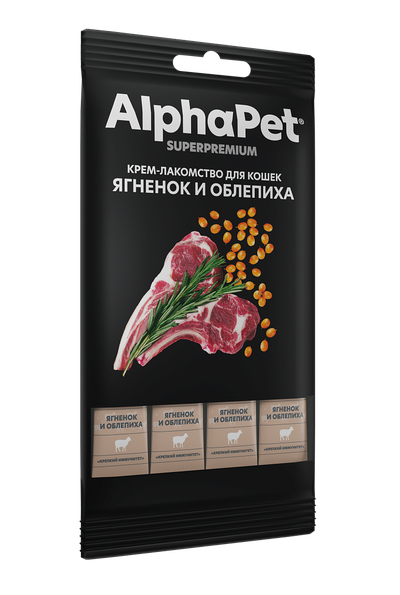 AlphaPet (Альфа пет) Крем-лакомство для кошек с ягненком и облепихой, 48 г