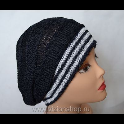 Берет с бантиком и якорем Vizio Италия 4814 черный летний