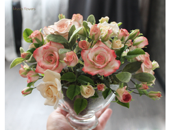 Букет "Винтажные розы" из полимерной глины.