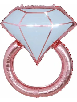 Кольцо с бриллиантом, розовое