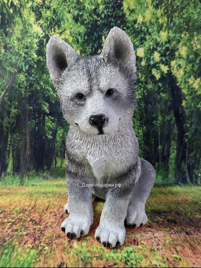 Хаски - садовая фигура 37*30*20см  1,7кг   экологичный полистоун Россия  2798/012979 Не боится влаги и перепадов температур