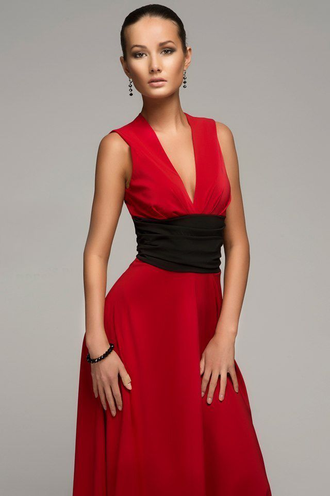 красное  платье в пол
