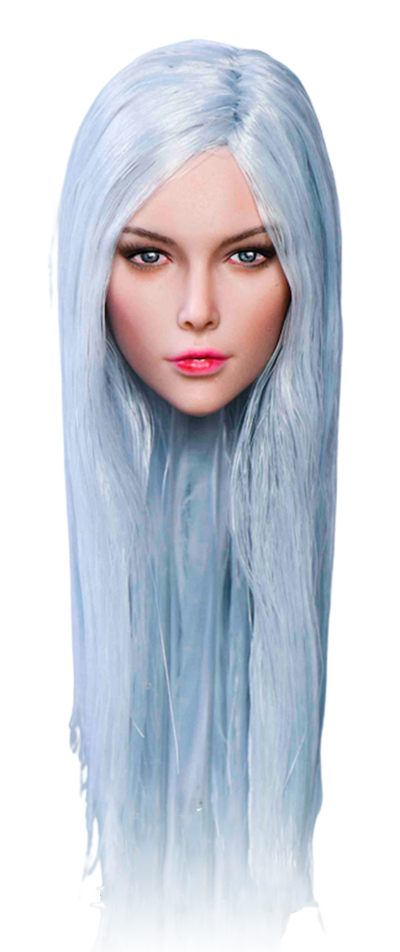 Женская голова (скульпт) с длинными волосами (серебро) 1/6 scale  (YMT050А) - YMTOYS