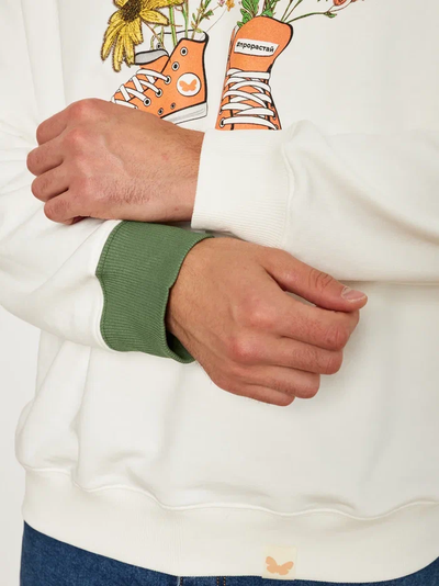 МУЖСКОЙ СВИТШОТ БЕЛЫЙ "ЦВЕТОЧНЫЕ КЕДЫ"