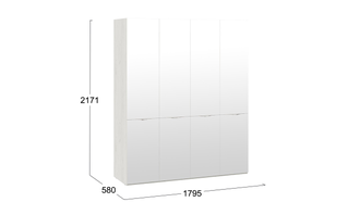 Шкаф комбинированный с 4 зеркальными дверями «Либерти» - СМ-297.07.443 Дуб крафт белый