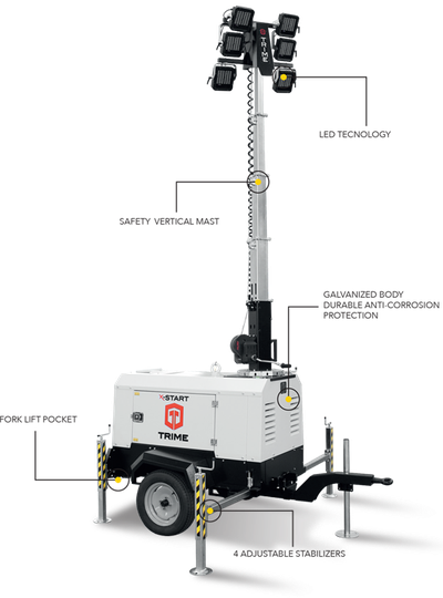 Дизельная осветительная башня TRIME X-START 6X160W LED (9м)
