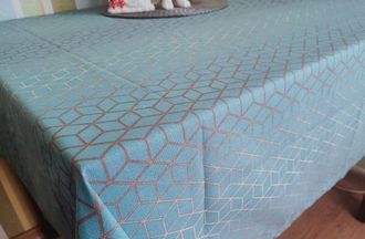 Прямоугольная водоотталкивающая скатерть 140х180 см на кухонный стол голубая бирюза