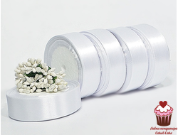 Лента атласная Белая, 25 мм, катушка 27 м