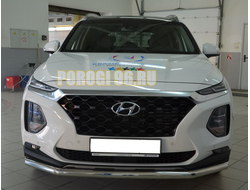 Защита переднего бампера d60 для Hyundai Santa Fe (2018-2021)