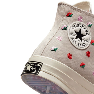 Кеды Converse Chuck Taylor 70 Floral Embroidery серые высокие с вышивкой