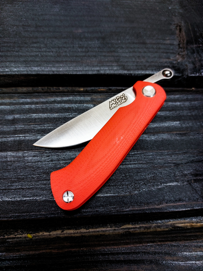 Фрикционный складной нож Микрос сталь AUS10, рукоять G10, цвет оранжевый