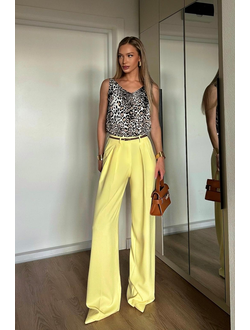 Брюки палаццо со складками (желтый)