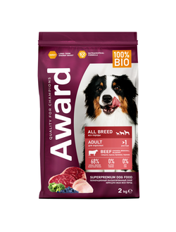 AWARD (Авард) сухой корм для собак всех пород, Говядина, Курица 2 кг